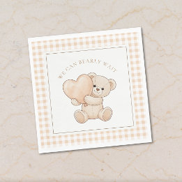 Gingham We Can Bearly Wait Baby Shower Napkins