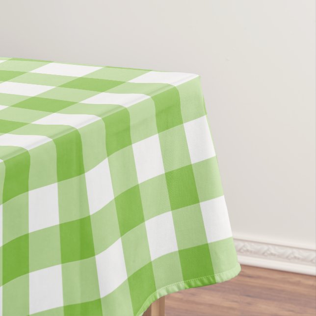 Gingham white and green check tablecloth (In Situ)