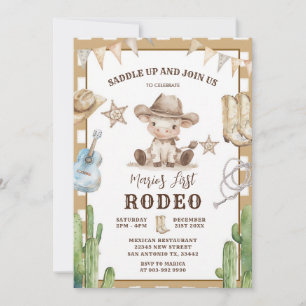 Gingham Wild West My First Rodeo Cowboy Invitation