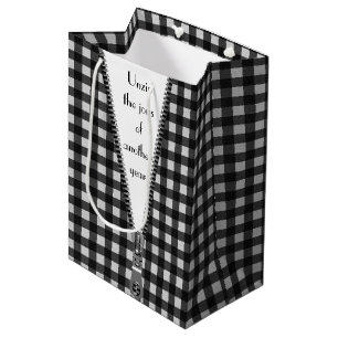 Gingham with Zipper for Birthday Medium Gift Bag