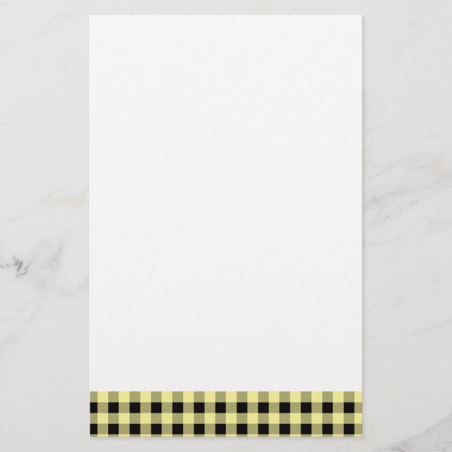 Gingham Yellow and Black Stationery (Front)