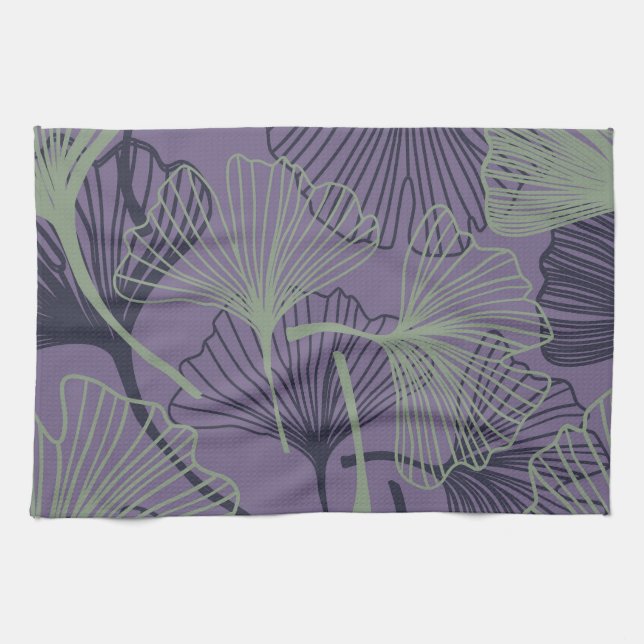 Gingko biloba: abstract vintage pattern. tea towel (Horizontal)