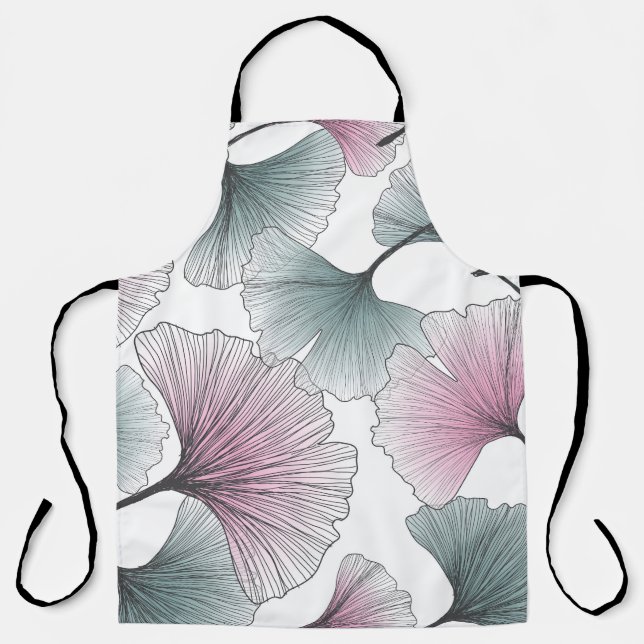 Gingko biloba hand-drawn. apron (Front)
