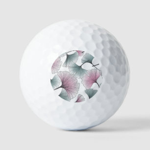 Gingko biloba hand-drawn. golf balls