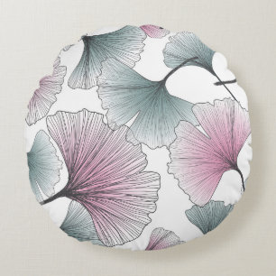 Gingko biloba hand-drawn. round cushion