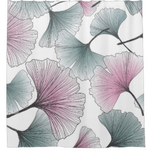 Gingko biloba hand-drawn. shower curtain