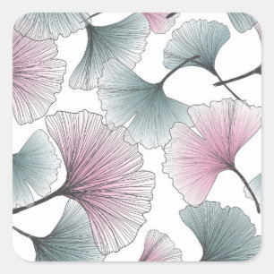 Gingko biloba hand-drawn. square sticker