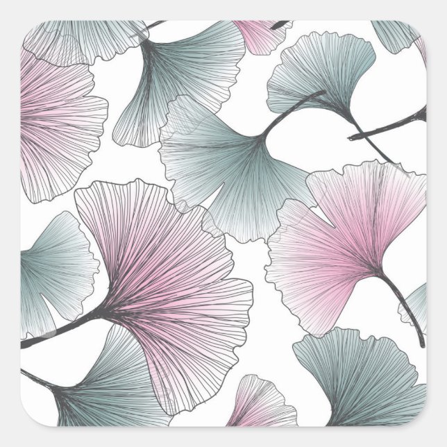 Gingko biloba hand-drawn. square sticker (Front)