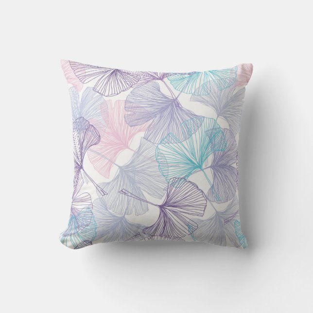 Gingko biloba seamless background pattern. Purple, Cushion (Front)