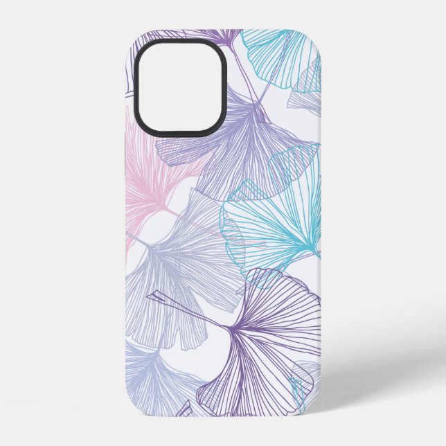 Gingko biloba seamless background pattern. Purple, iPhone Case (Back)