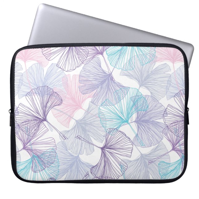 Gingko biloba seamless background pattern. Purple, Laptop Sleeve (Front)