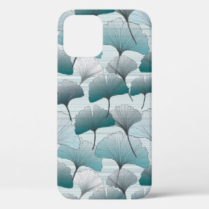 Gingko biloba seamless blue colours pattern.  iPhone 12 case