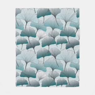 Gingko biloba seamless blue colours pattern.  fleece blanket