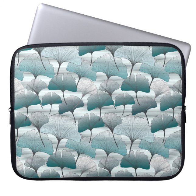 Gingko biloba seamless blue colours pattern.  laptop sleeve (Front)