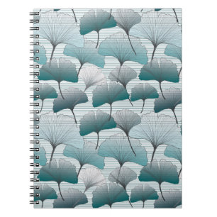 Gingko biloba seamless blue colours pattern.  notebook