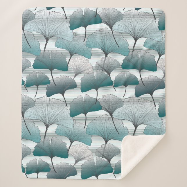 Gingko biloba seamless blue colours pattern.  sherpa blanket (Front)