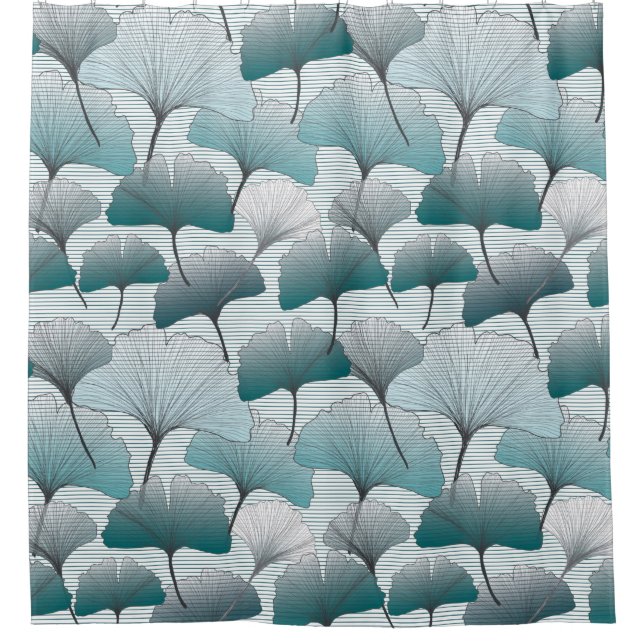 Gingko biloba seamless blue colours pattern.  shower curtain (Front)