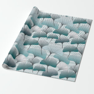Gingko biloba seamless blue colours pattern. wrapping paper