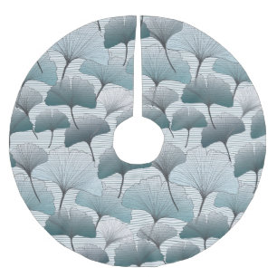 Gingko biloba, seamless blue pattern. brushed polyester tree skirt
