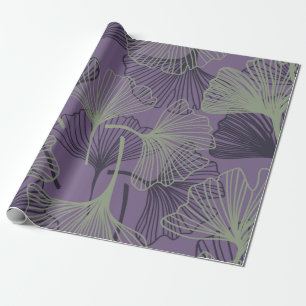 Gingko biloba seamless pattern. Abstract vintage b Wrapping Paper