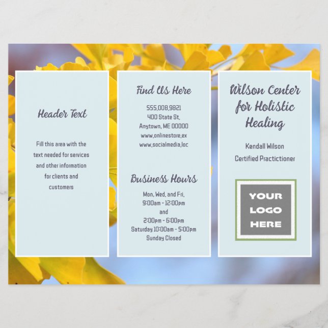 Gingko Business Logo Folded Brochure (Front)