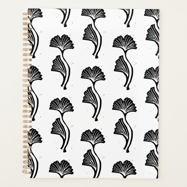 Gingko Leaf Lino Print  Planner (Front)