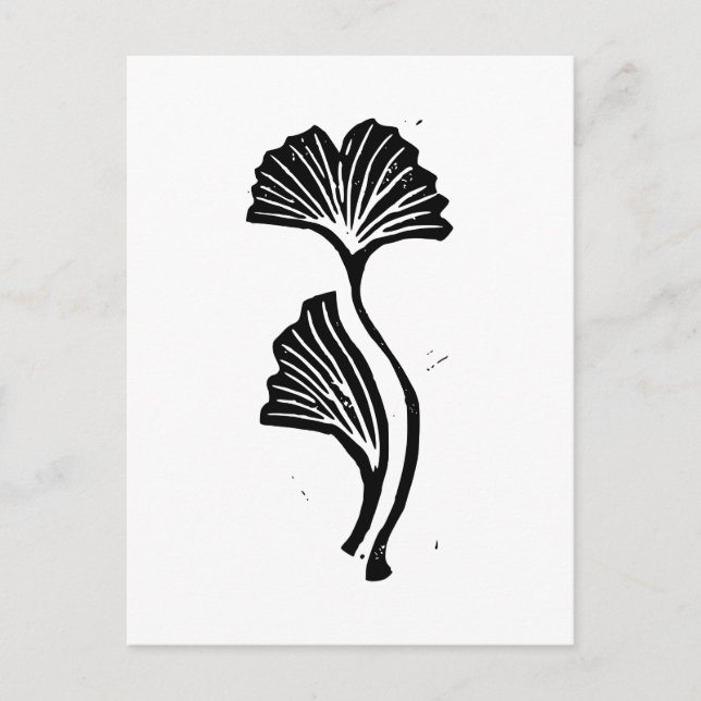 Gingko Leaf Lino Print Postcard (Front)
