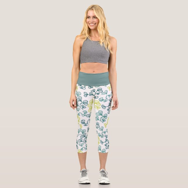 Gingko Leafs Capri Leggings (Front)