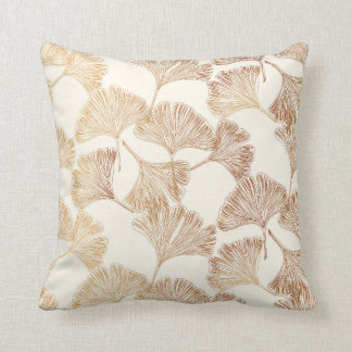 Gingko leaves gold on cream toile ivory wallpaper  cushion