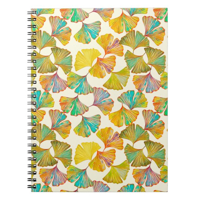 Gingko leaves on floor seamless pattern. Watercolo Notebook (Front)