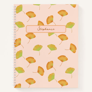 Gingko leaves patterned spiral notebook