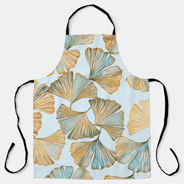 Gingko Leaves Watercolor Seamless Pattern Apron (Front)