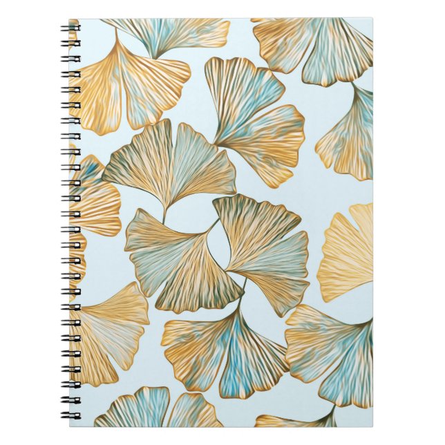 Gingko Leaves Watercolor Seamless Pattern Notebook (Front)