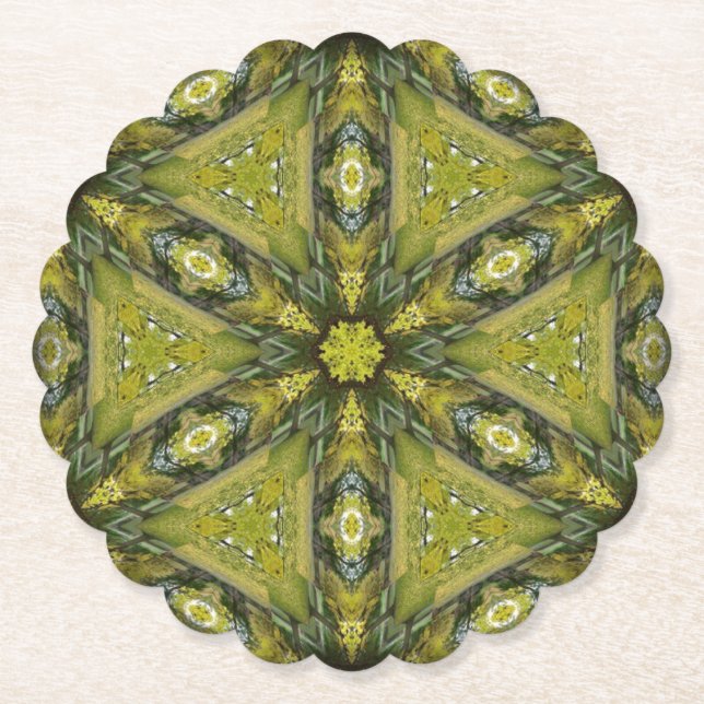 Gingko Mandala Paper Coaster (Front)