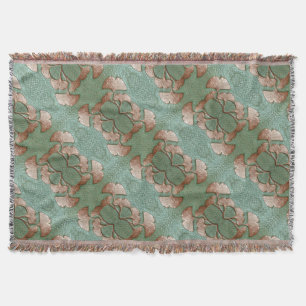 Gingko Throw blanket with Fringe