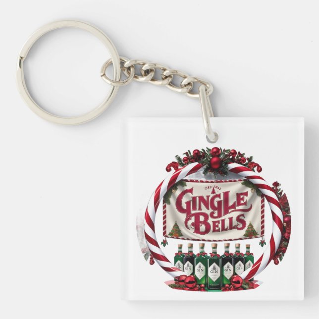 Gingle Bells Christmas Gin Display Key Ring (Front)