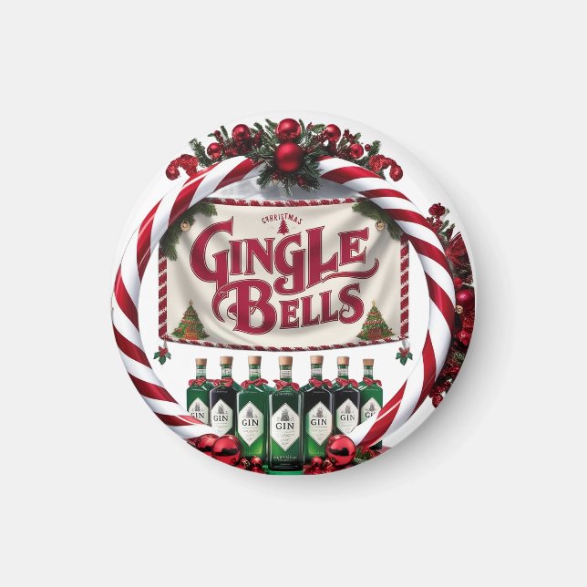 Gingle Bells Christmas Gin Display Magnet (Front)