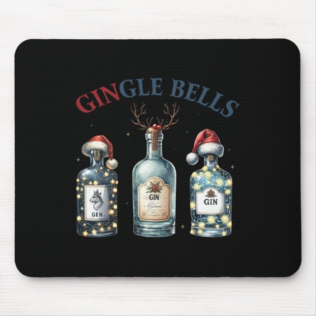 Gingle Bells Funny Gin Gin Bells Christmas Tree Me Mouse Pad (Front)