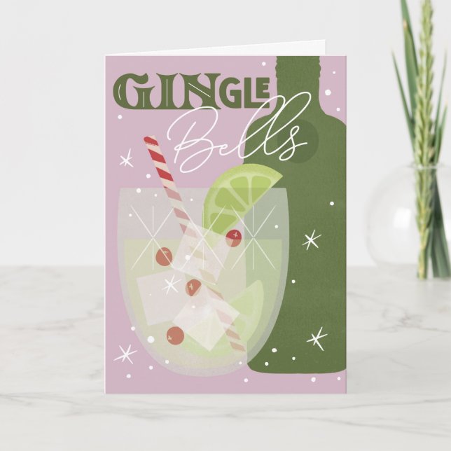GINgle Bells Holiday Spirits Folded Greeting Card (Front)