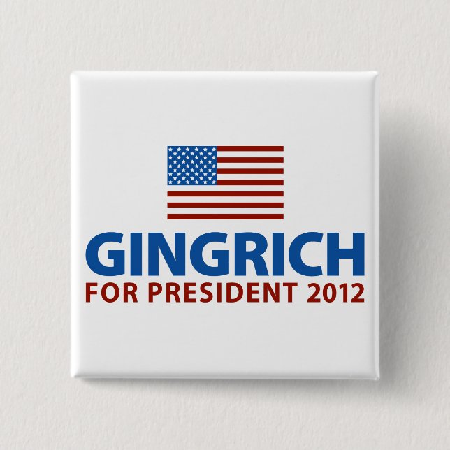 Gingrich for President 15 Cm Square Badge (Front)