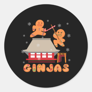 Ginja Ninja Ginjas Gingerbread Ninjas Christmas Gi Classic Round Sticker