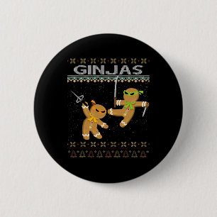 Ginjas Gingerbread Ninjas Funny Ugly Christmas 6 Cm Round Badge