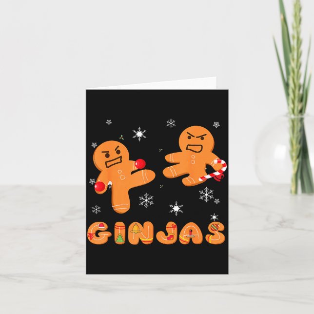 Ginjas Gingerbread Ninjas Funny Ugly Christmas  Card (Front)