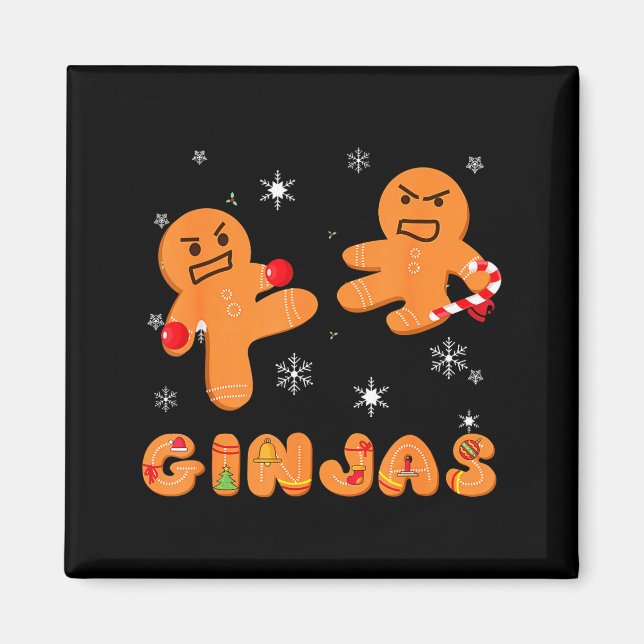 Ginjas Gingerbread Ninjas Funny Ugly Christmas  Magnet (Front)