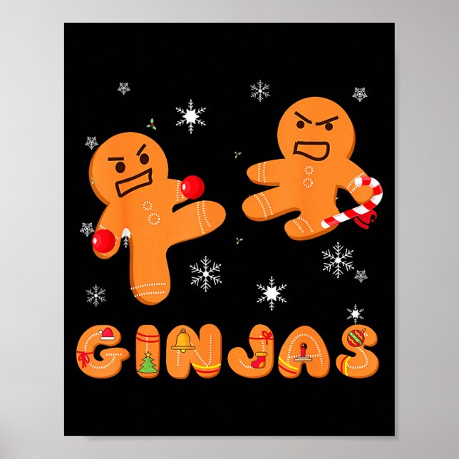 Ginjas Gingerbread Ninjas Funny Ugly Christmas  Poster (Front)