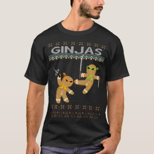 Ginjas Gingerbread Ninjas Funny Ugly Christmas T-Shirt