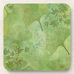 Ginkgo and Bamboo Leaves - Green Colours Coaster