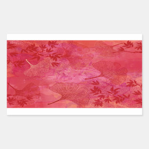 Ginkgo and Bamboo Leaves - Red Colours Case Rectangular Sticker