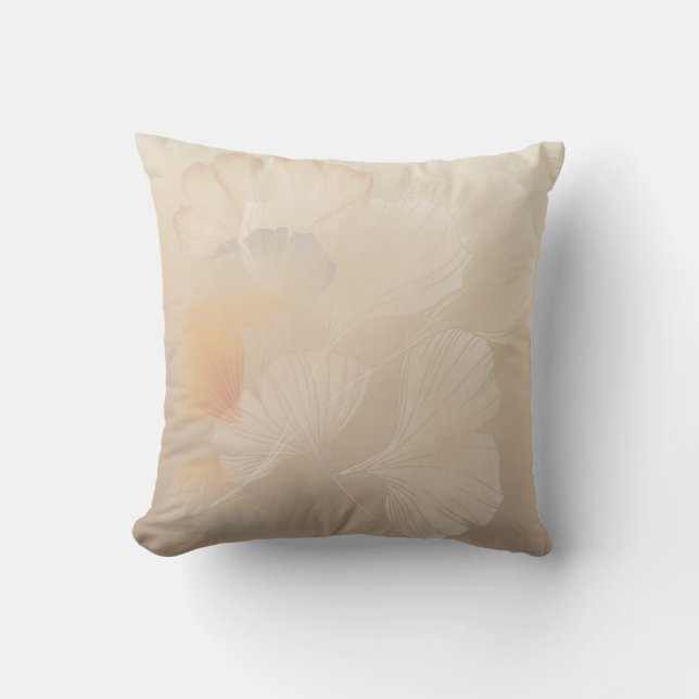 Ginkgo Biloba Botanical Abstract Graphic Art Blush Cushion (Front)