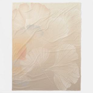 Ginkgo Biloba Botanical Abstract Graphic Art Blush Fleece Blanket